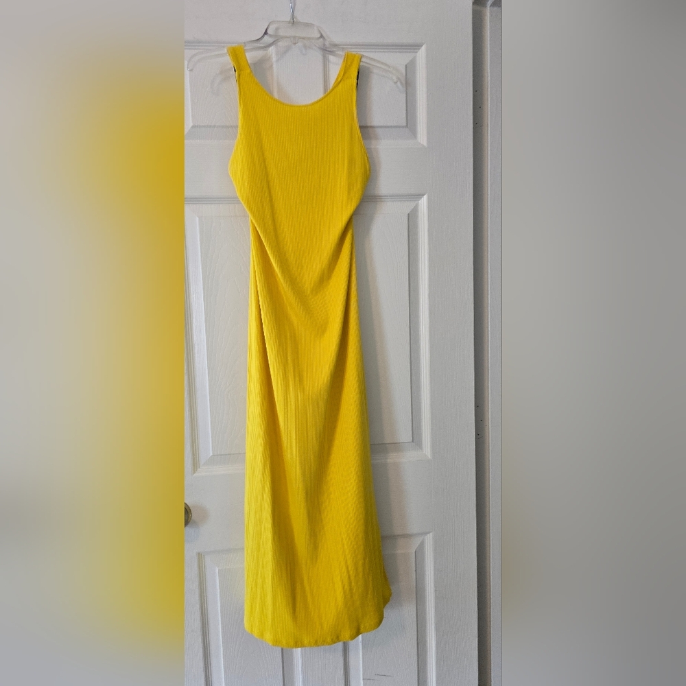 H&M Vibrant Yellow Ribbed Fabric Backless Dress